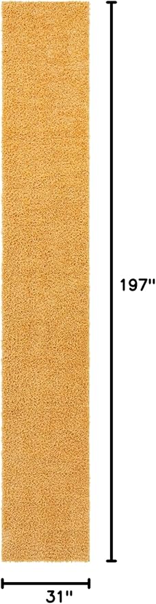 Unique Loom Davos Shag Collection Area Rug - Solid (2' 7" x 16' 5" Runner, Sun Yellow)