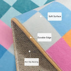 Multicolored Checkered Rug 4x6 Modern Bedroom Funky Area Rug Checkered Washable Colorful Area Rug Soft Non-Slip Low-Pile Carpet for Nursery Dorm Kitchen Living Room Deco
