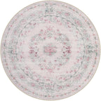 Wonnitar Bow Print Washable 4ft Round Rug, Pink Circle Rug for Girl Nursery Decor, Non Slip Ultra-Thin Soft Boho Floral Small Cute Circular Carpet for Kids Bedroom Baby Room, Light Pink