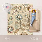 Maples Rugs Reggie Floral Area Rug - Made in USA - Low Pile, Non Slip, Pet-Friendly Mat for Living Room, Bedroom, and Office, 7' x 10', Beige