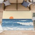 Boho Sun Area Rugs 5x7ft, Abstraction Deco Rugs for Living Room, Minimalist Sunburst Floor Rug Sturdy and Non-Shedding for Bedroom Hardwood Floors Teen Room