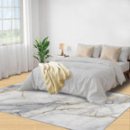 5x8 Abstract Marble Kids Rug - White-Marble Dining Room Rug, Modern Luxury Area Rugs Indoor Modern Rugs for Bedroom Hardwood Floors Teen Room