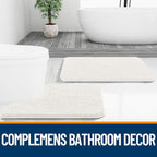 OLANLY Bathroom Rugs 47x24, Extra Soft Absorbent Chenille Bath Rugs, Rubber Backing Quick Dry, Machine Washable Bath Mats for Bathroom Floor, Tub and Shower, Home Decor Accessories, Ivory
