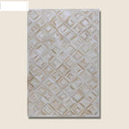 Premium Diamond Patterned Leather Area Rug, Luxury Non Slip Floor Accent for Dining Room, Living Room, Entryway, Elegant Collection Indoor Carpet, Color: White, Size: 8X10 ft