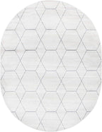 Unique Loom Trellis Frieze Collection Area Rug - Geometric (7' 10" x 10' Oval, Ivory/ Gray)