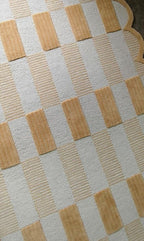 Woven Area 8x10 ft – Soft Textured Checkered Pattern with Scalloped Border – Large Decorative Rug for Living Room, Bedroom & Home Interior