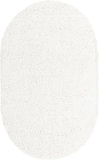 Unique Loom Davos Shag Collection Area Rug - Solid (5' 3" x 8' Oval, White/ Ivory)