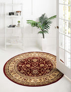 Unique Loom Voyage Collection Traditional Oriental Classic Intricate Design Area Rug (3' 3 x 3' 3 Round, Red/Gold)