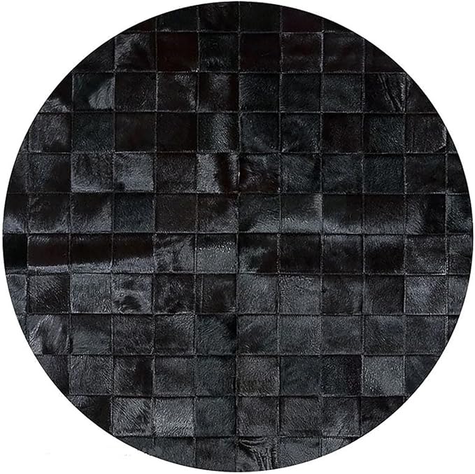 Round Area Rug – Soft Modern Carpet for Living Room, Bedroom, Entryway – Non-Slip Durable Floor Mat for Home Décor (Black_8X8)