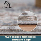 3x5 Washable Area Rug Thin Vintage Tangerine Traditional Floor Cover Foldable Indoor Distressed Non Slip Carpet Floral Print Mat Rugs for Bedroom Living Room Bathroom