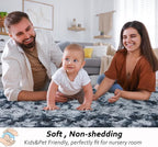 Beglad Fluffy Large Area Rugs 6x9 Feet, Modern Minimalist Style Shag Fuzzy Rugs, Non-Slip Indoor Carpet Soft Rugs for Kids Room, Bedroom & Living Room, Tie-Dyed Dark Blue