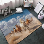 Running Horse Area Rug Washable Outdoor Rugs Anti-Slip Soft Carpet Entryway Indoor Door Mat for Bedroom,Living Room,Porch,Terrace and Entrance Decor 9'x 6'
