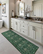 Boho Green Long Hallway Runner Rug 2x6 Washable, Farmhouse Floral Botanical Non Skid Kitchen Floor Mat - Vintage Soft Throw Rug for Bathroom, Indoor Entrance, Foyer, Bedroom Bedside, Laundry