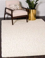 Unique Loom Solid Shag Collection Area Rug (7' 1" x 10' Rectangle, Pure Ivory)