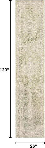 Nourison Home Astra Machine Washable Ivory Green 2'2" x 10' Area Rug - Easy Clean, Non Shedding, Bed Room, Living Room, Dining Room, Kitchen (10' Runner)