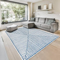 GLN Rugs Contemporary Collection - Machine Washable Area Rug, Contemporary Washable, Non Slip, Low Pile Chenille Rug, Living Room, Bedroom, Kitchen Rug (3' x 5' Blue Ivory)