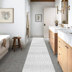 Lahome Moroccan Kitchen Runner Rugs Non Skid Washable - 2x10 Non-Slip Extra Long Rug Runner for Hallways, Modern Geometric Print White Soft Floor Carpet for Bathroom Entryway Foyer