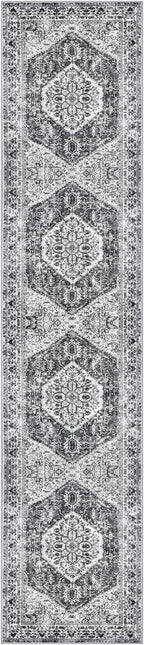 KOZYFLY Long Runners for Hallways 2x10 Ft Washable Kitchen Runner Rug Boho Runner Rug for Entryway Indoor Printed Faux Wool Stair Runner Floor Carpet for Stair Kitchen Hall, Grey