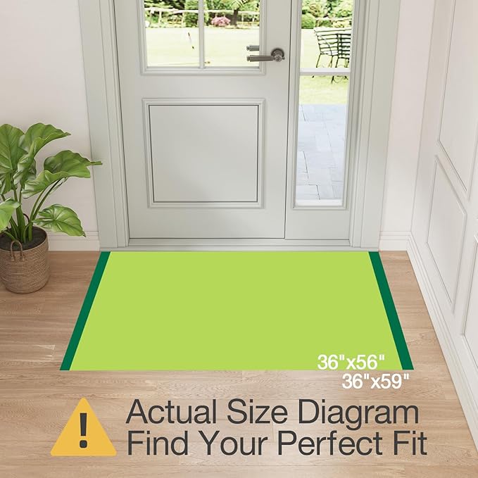 LUMI Inside Door Mat for Entry 36''x56'', Absorbent, Dirt Trapper, Low Profile Thin, Non Slip Mats with Rubber Backing, Ideal for Indoor, High Traffic, Garage, Entrance, Checkered Beige