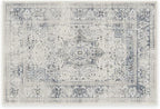 RUGGABLE Washable Vintage Area Rug – Sarrah Blue Quartz 2x3, Stain-Resistant, Non-Slip – Small Machine Washable Rugs for Living Room, Bedroom, Hallway, Entryway & Bathroom–with Standard Pad