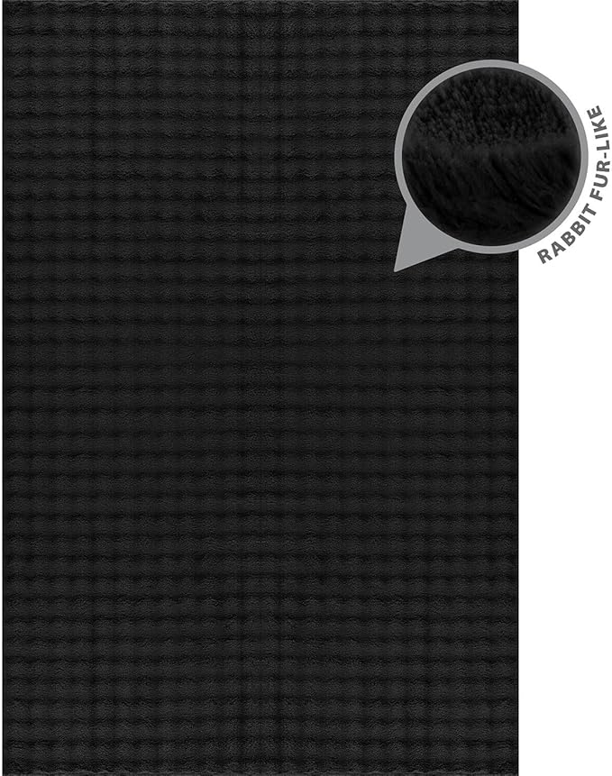 CAMILSON Modern Black Non Slip Rug 8x10 Ultra Soft High Pile Area Rugs Non Skid Rubber Backing Durable & Easy to Clean Carpet for Living Room Bedroom Kids Room Indoor Use (8 x 10 Black)