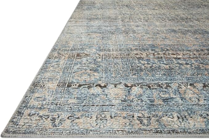 Loloi Amber Lewis Billie Collection BIL-05 Denim/Blush 2'-6" x 12'-0", 0.19" Thick Runner Rug