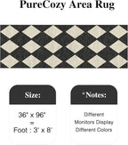 3x8 Runner Checkered Rug for Hallways Black Washable Long Carpet Non-Slip Low Pile Boho Indoor Accent Throw Rug for Entrance Kitchen Bedroom Dining Laundry