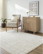 Livabliss x Our PNW Home Cascade Minimalist Grid Area Rug, 2'7" x 7'3", Grid Ivory/Taupe