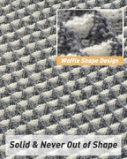 Upgraded Waffle Bath Mat, Super Absorbent Non Slip Bath Mats for Bathroom Floor, Machine Washable Bathroom Rugs with Tassels, Rubber Backed Bathroom Mats, Ultra Soft, 20" x 32",DarkGrey & Cream