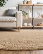 DEXI Round Jute Rug Natural Fiber 6x6, Braided Woven Area Rugs No Shed, Large Soft Neutral Rustic Carpet Mat for Indoor Outdoor Patio Dining Living Room Bedroom Farmhouse, 6ft, Beige
