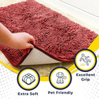 Muddy Mat® Shown on TV – Super Absorbent Microfiber Dog Door Mat for Muddy Paws, Non-Slip Washable Pet Rug, Quick Dry Chenille Entryway Carpet, Machine Washable Indoor Outdoor mat, Red 35"x24"
