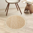 Collive Hand Woven Round Area Rug Soft Cotton Machine Washable Carpet 3ft Farmhouse Rugs with Tassels, Tan/Cream Circle Rugs for Bedroom Living Room Dining Room Table Office