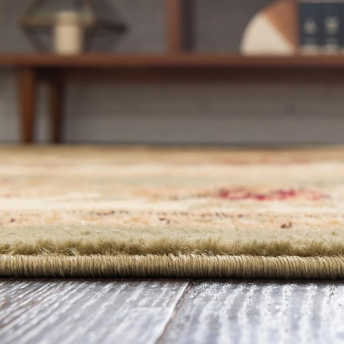 Unique Loom Versailles Collection Traditional Classic Floral Motif Area Rug (5' 0 x 5' 0 Square, Green/Ivory)