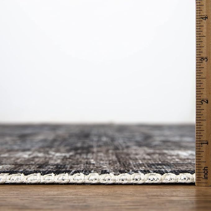 Bloom Rugs Washable Non-Slip 3' x 5' Rug - Black/Brown Traditional Area Rug for Living Room, Bedroom, Dining Room, and Kitchen - Exact Size: 3' x 5'