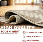YHSF South West Native American Rug Ritz – Native Tribal American Indian Inspired Rug - Living Room, Bedroom, Hallway, Entryway & High-Traffic Area Rugs - Washable - Soft - Mocha, 5 Feet x 7 Feet