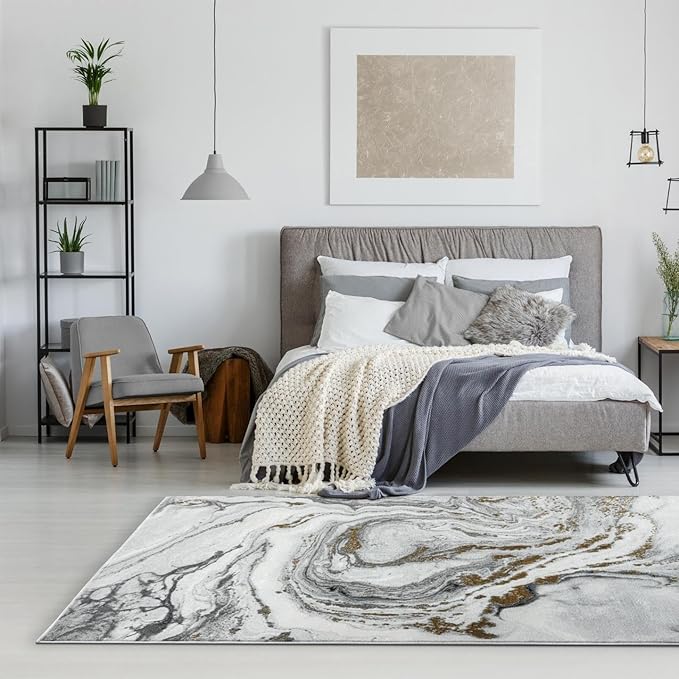 LUXE WEAVERS Marble Effect Abstract Gray 6x9 Area Rug