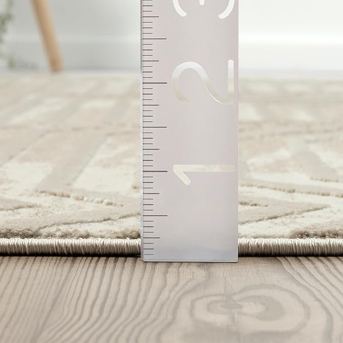 Abani Terra Cream 4' x 6' Area Rug for Living Room, Bedroom - Geometric Lines Pattern - Durable & Easy to Clean