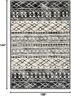 KUTA Moroccan Area Rugs 9x12 Living Room Black Navy Blue, Large Washable Boho Rug Non-Slip, Ultra Soft Geometric Tribal Traditional Farmhouse Carpet for Dining Bedroom Dorm Office Home