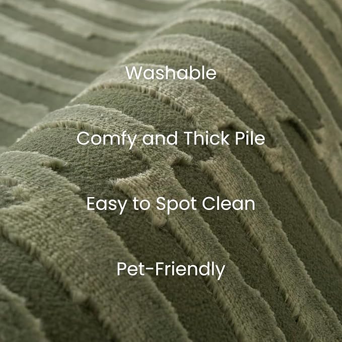 Revival Rugs Soloba 9'2"x12'2" Washable Area Rug for Living Room Bedroom - 100% Recycled Oeko-TEX Certified, Medium Pile, Green