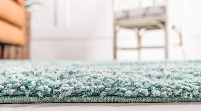 Unique Loom Davos Shag Collection Area Rug - Solid (2' 7" x 10' Runner, Aqua)