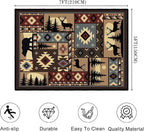 Rustic Cabin Wildlife Area Rug 5x7 Living Room Rug,Buffalo Plaid Bear Moose Deer Country,Vintage Throw Rugs Carpet for Dining Room Washable Bedroom Rug Non Slip Floor Carpets for Office,Kids Playroom