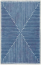 GLN Rugs Contemporary Collection - Machine Washable Area Rug, Contemporary Washable, Non Slip, Low Pile Chenille Rug, Living Room, Bedroom, Kitchen Rug (2' x 3' Lines Blue)