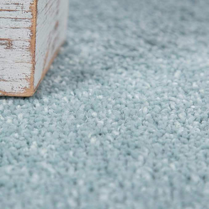 Paco Home Solid Area Rug in Light Blue Modern Plain Design, Size: 4' x 5'7"