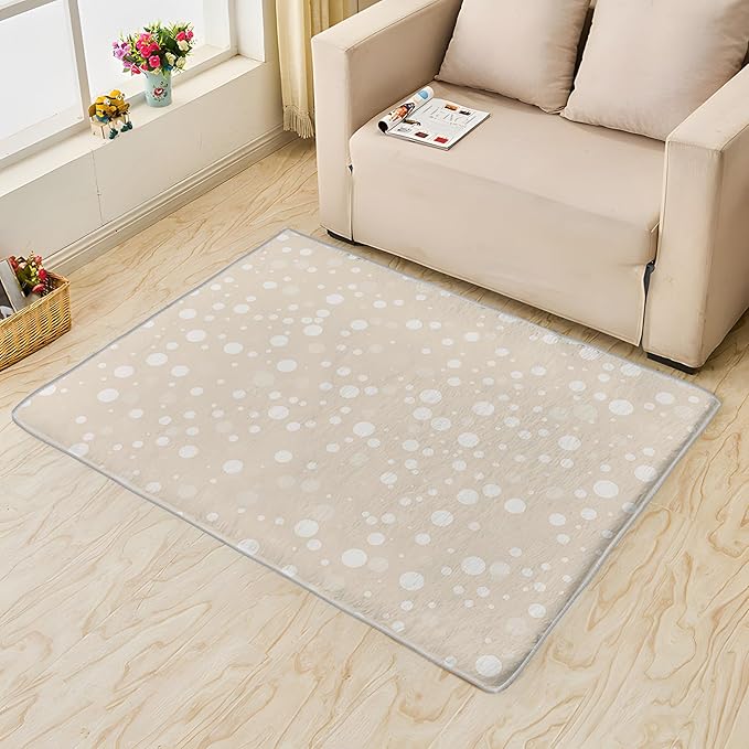 Beige Rug, 5x6 Rug, Bubble Print Rugs for Entryway, Minimalist Large Area Rug, Washable Rug Non Slip Soft Indoor Carpet, Kids and Pets Friendly, Beige Home & Room Decor
