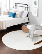 Unique Loom Solo Collection Area Rug - Calabasas (6' 1" Round, Snow White)
