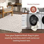 Nuloom SuperiorWash Collection Kai Off-White, 5' x 8', Fluffy and Cozy, High Traffic, Stain Resistant, Easy Clean, Durable Washable Area Rug for Bedroom, Living Room, Dining, Den, Foyer, Entryway