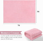 Pauwer 5x7 Washable Area Rugs for Living Room Modern Pink Solid Color Soft Fluffy Rugs for Bedroom Non Slip Boho Accent Indoor Mat Floor Carpet Cover for Kids Room Dining Room Kitchen Office, Pink