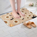 Groovy Daisy Bathroom Rugs for Girls Women Retro Flower Floral Bath Mat Moon and Stars Non Slip Bath Rugs Psychedelic Outer Space Planets Fluffy Plush Rugs 20x32 Halloween Bats Shower Carpet