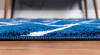 Rugs.com Lattice Frieze Collection Rug – 4' x 6' Oval Navy Blue Medium Rug Perfect for Living Rooms, Large Dining Rooms, Open Floorplans