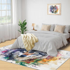 Wolf Rugs for Bedroom - 6x8 Area Rug - Graffiti Wolf Rugs for Living Room, Abstract 3D Animal Graffiti Rug, Washable Home Decor Carpet